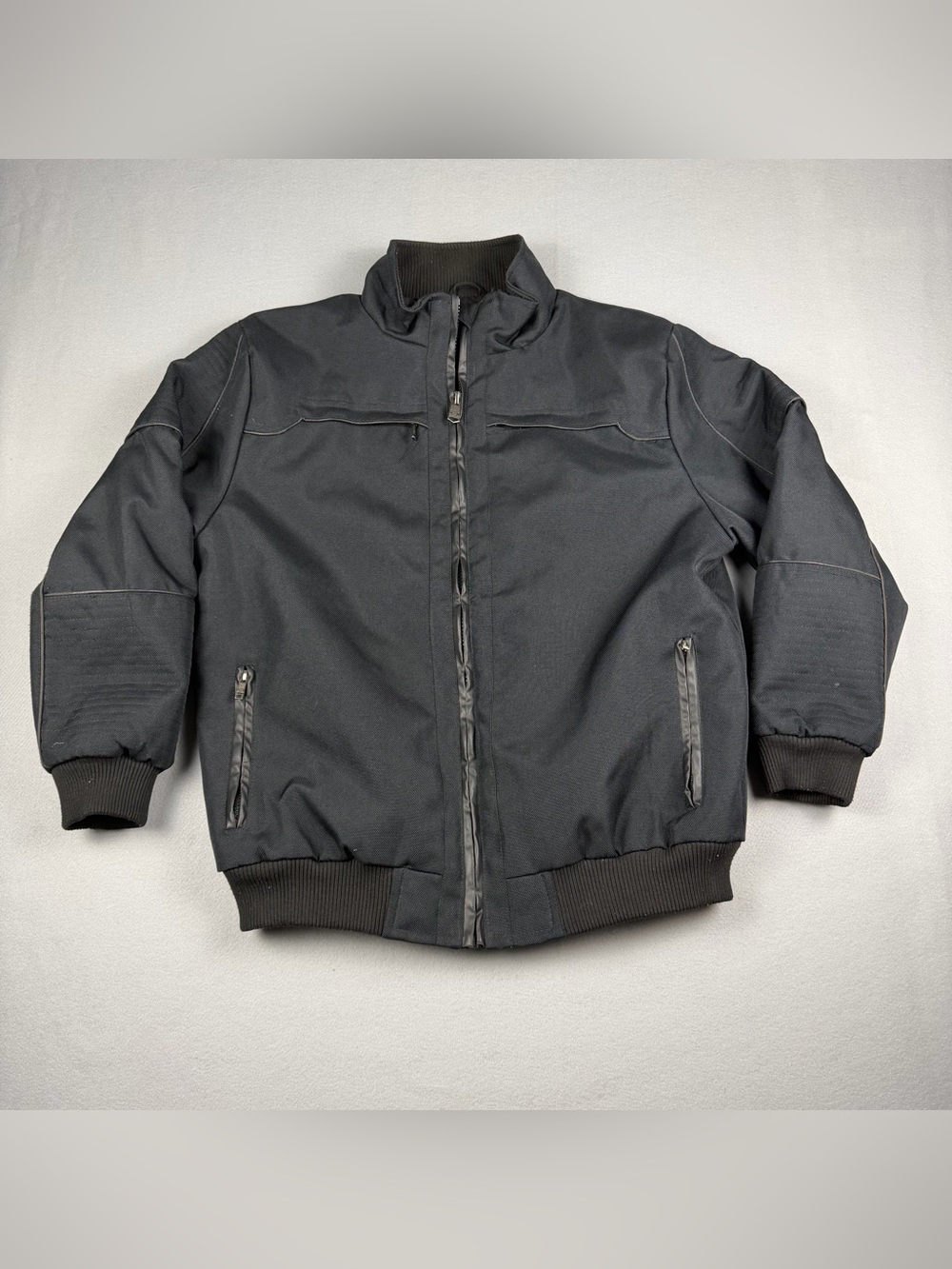 Men's Black Bomber Jacket with Ribbed Trim